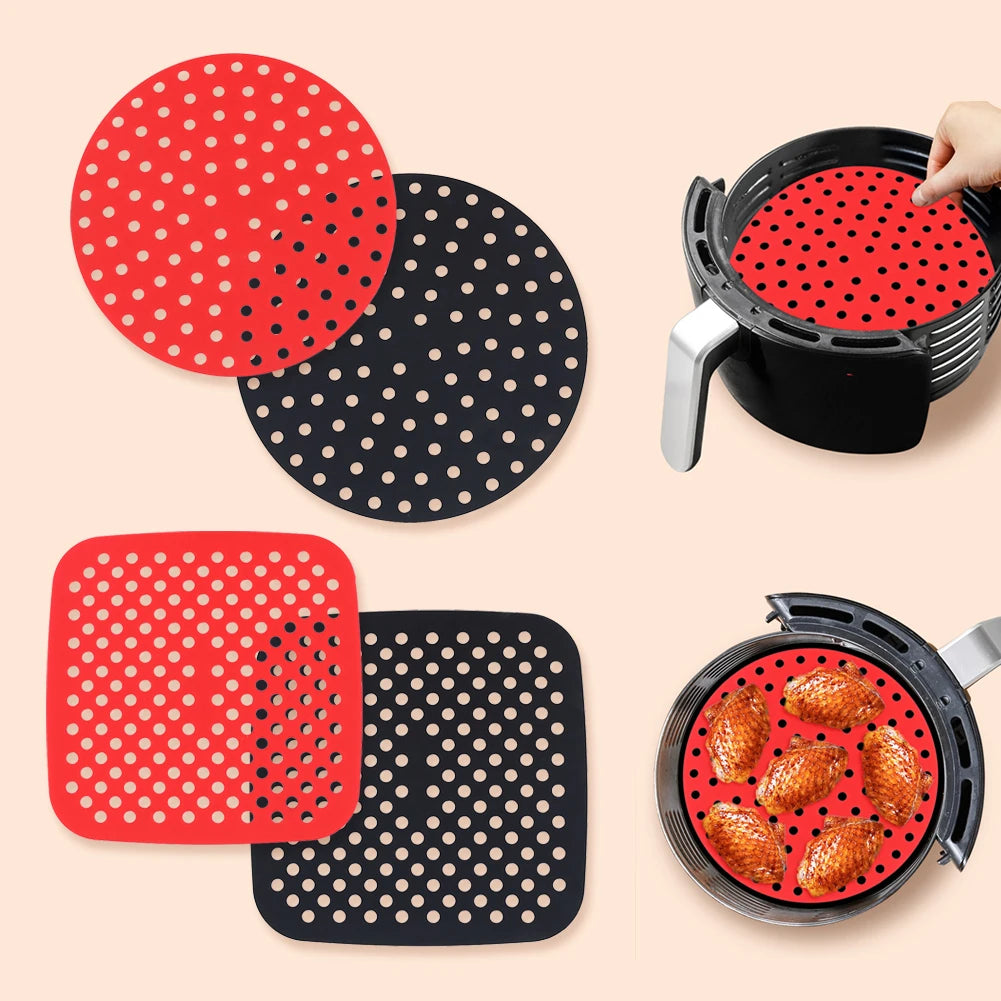 Silicone Air Fryer Liner — Round & Square Multiple Sizes