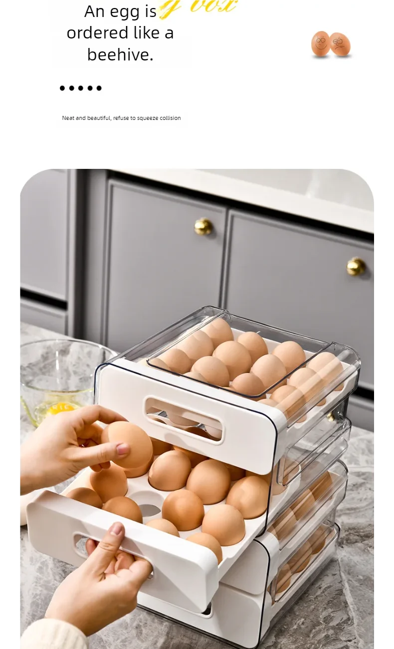 Stackable Refrigerator Egg Organizer Drawer