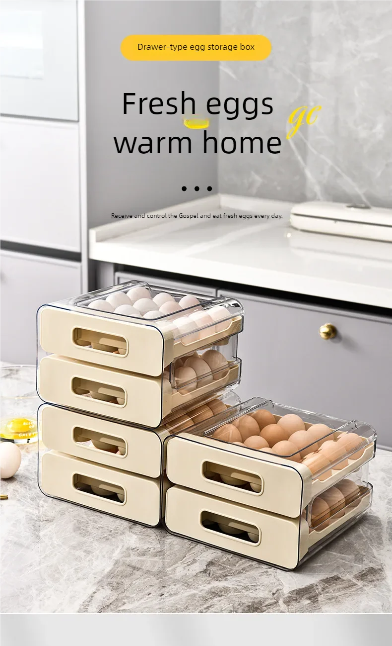 Stackable Refrigerator Egg Organizer Drawer
