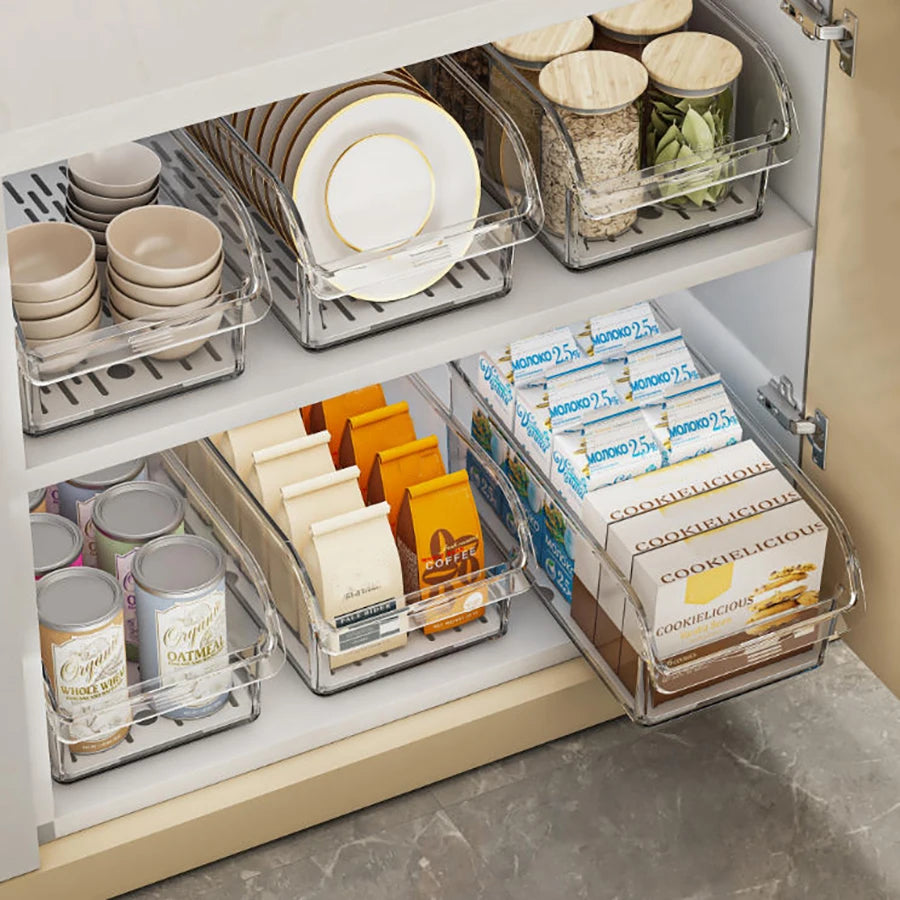 Clear Stackable Fridge Organizer Bins