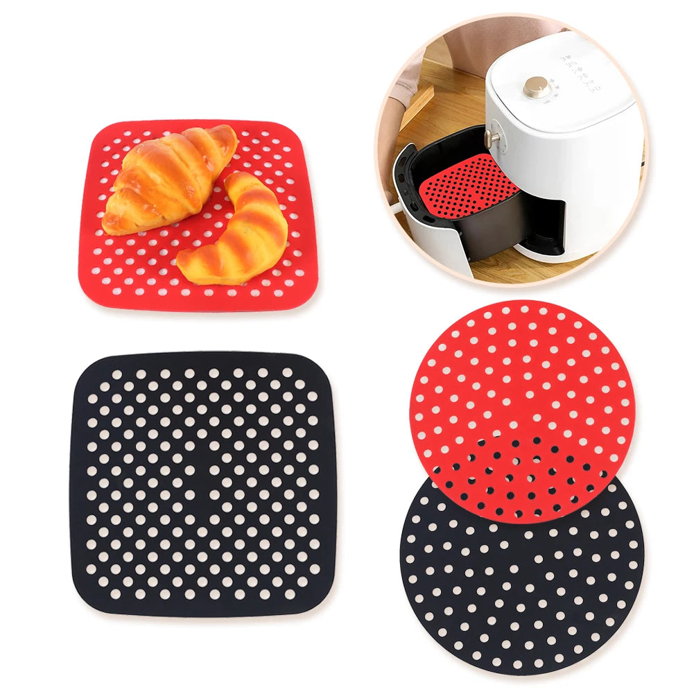 Silicone Air Fryer Liner — Round & Square Multiple Sizes