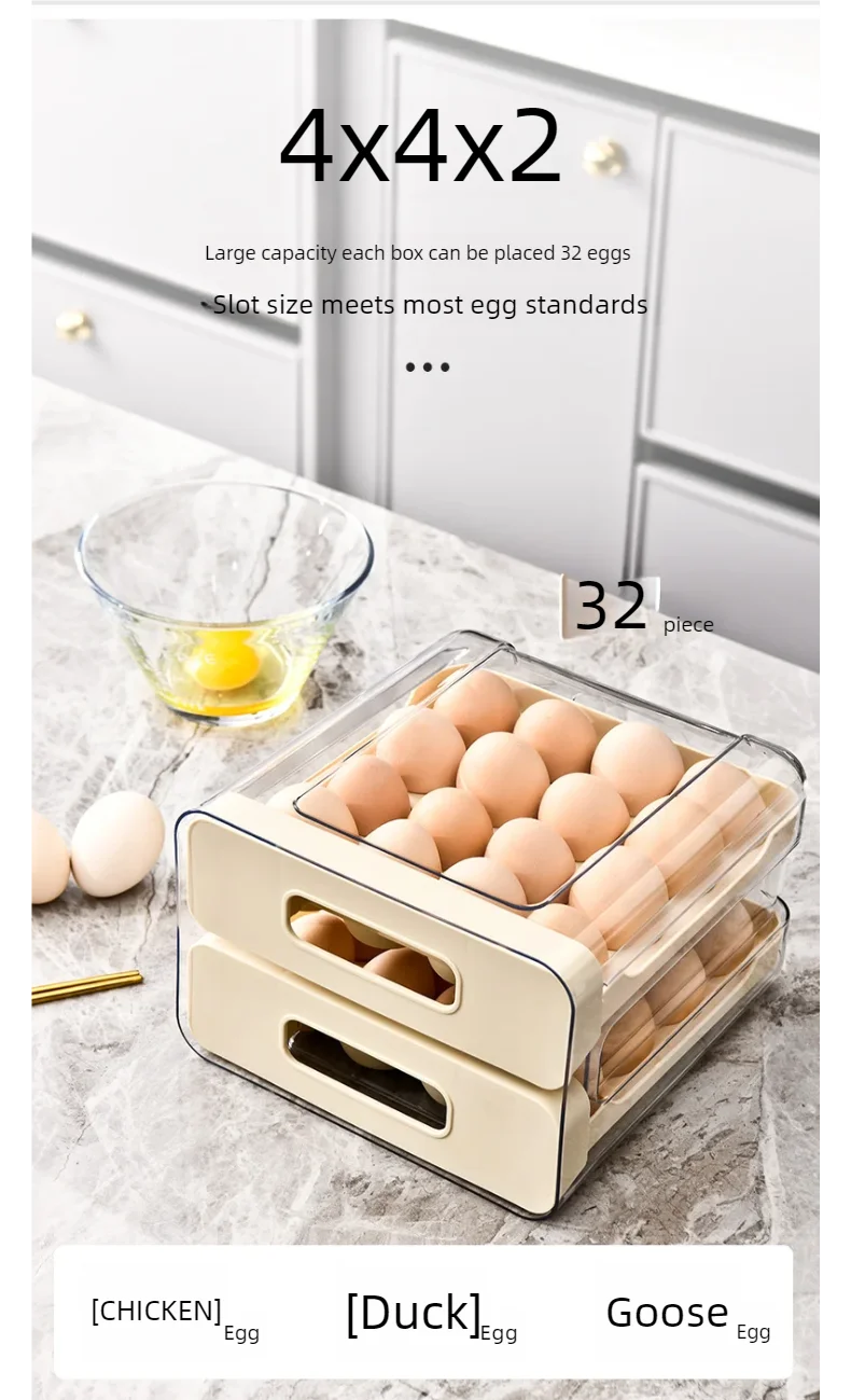 Stackable Refrigerator Egg Organizer Drawer