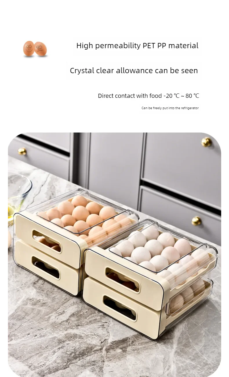 Stackable Refrigerator Egg Organizer Drawer