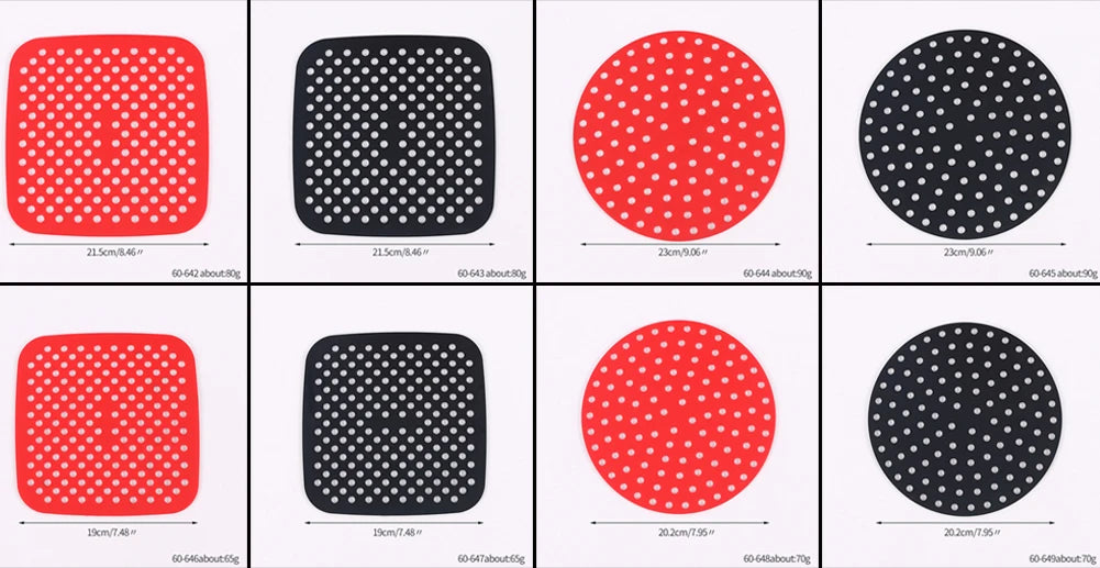 Silicone Air Fryer Liner — Round & Square Multiple Sizes