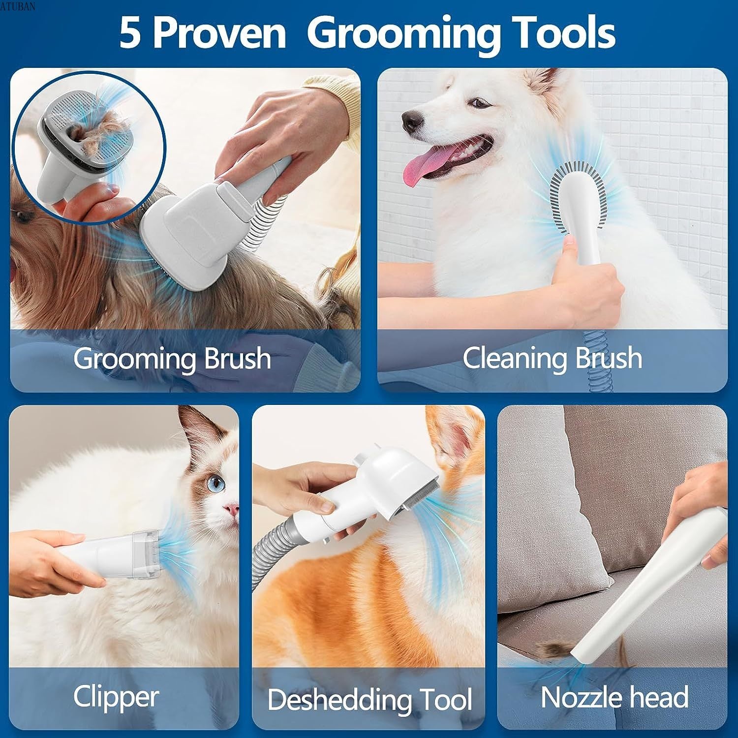 Pet Grooming Vacuum Kit — 2.3L Capacity