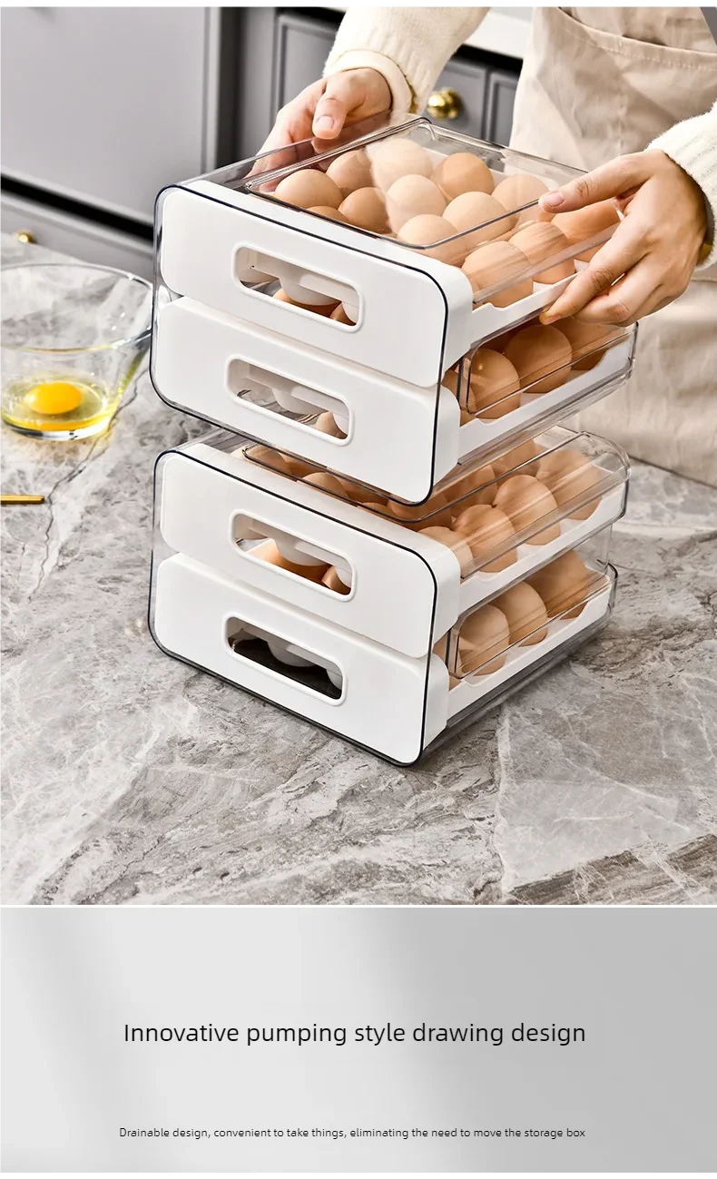 Stackable Refrigerator Egg Organizer Drawer